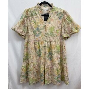 NWT Impressions Boutique Ivory Floral Eyelet Babydoll Dress Womens Size L